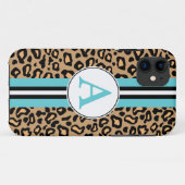 Aqua Monogram Luipaard iPhone 5 Case Mate (Achterkant (horizontaal))