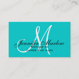 Aqua Monogram Mammie Calling Card Contactkaartje
