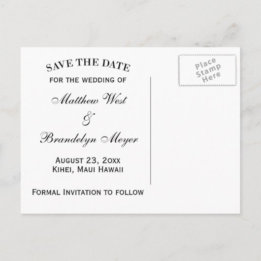 Aqua Monogram Seahorse Save the Date Briefkaarten (Achterkant)