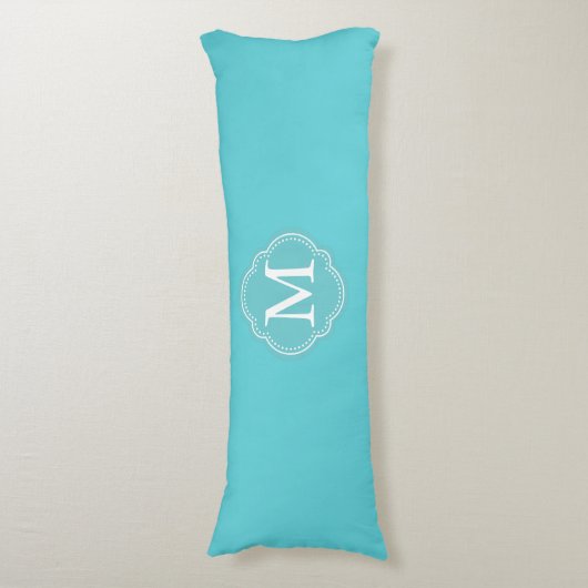 Aqua Monogram Solid Lichaamskussen (Voorkant Verticaal)