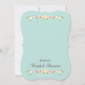 Aqua Monogram Tortelduifjes Bridal Shower Invitati Kaart (Achterkant)