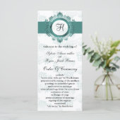 aqua monogram Trouwprogramma Programmakaart (Staand voorkant)