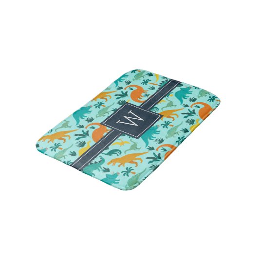 Aqua | Monogram van het Kind van het florenpatroon Badmat (Gekanteld)