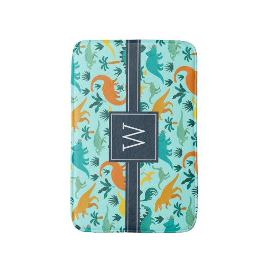 Aqua | Monogram van het Kind van het florenpatroon Badmat (Voorkant Verticaal)