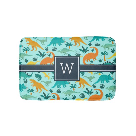 Aqua | Monogram van het Kind van het florenpatroon Badmat (Voorkant)