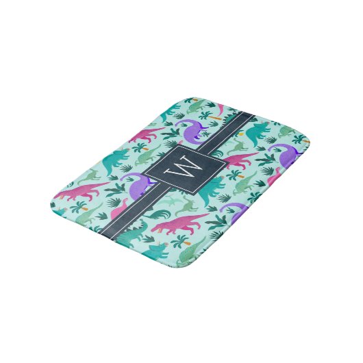 Aqua | Monogram van het Kind van het florenpatroon Badmat (Gekanteld)