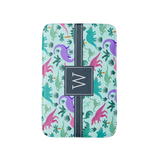 Aqua | Monogram van het Kind van het florenpatroon Badmat (Voorkant Verticaal)