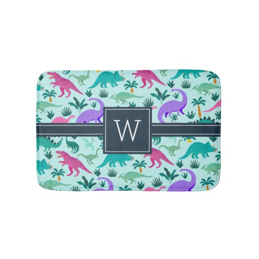 Aqua | Monogram van het Kind van het florenpatroon Badmat (Voorkant)