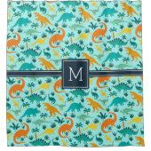 Aqua | Monogram van het Kind van het florenpatroon Douchegordijn (Voorkant)