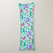 Aqua | Monogram van het Kind van het florenpatroon Lichaamskussen (Achterkant (Verticaal))