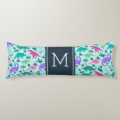 Aqua | Monogram van het Kind van het florenpatroon Lichaamskussen (Voorkant)