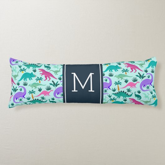 Aqua | Monogram van het Kind van het florenpatroon Lichaamskussen (Voorkant)