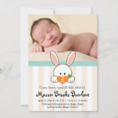 AQUA MONOGRAMMED BUNNY RABBIT BIRTH ANNOUNCTION AANKONDIGING (Voorkant)