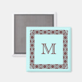 Aqua Monogrammed Stateroom Deurmarker Magneet (Voorkant / Achterkant)