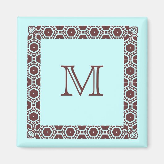 Aqua Monogrammed Stateroom Deurmarker Magneet (Voorkant)