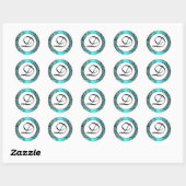 Aqua Monogrammed White Lace Paisley Stickers (Vel)
