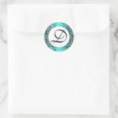 Aqua Monogrammed White Lace Paisley Stickers (Tas)