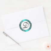 Aqua Monogrammed White Lace Paisley Stickers (Envelop)