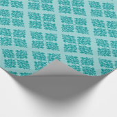 Aqua Moroccan Damask Cadeaupapier (Hoek)