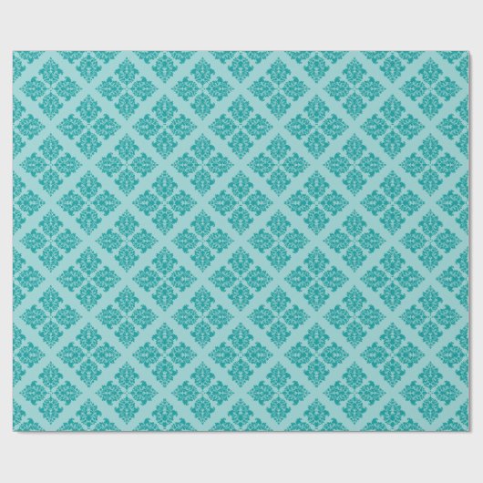 Aqua Moroccan Damask Cadeaupapier (Vlak)