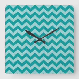 Aqua Moroccan Moods Chevrons Vierkante Klok