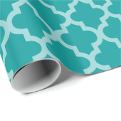 Aqua Moroccan Moods Quatrefoil Cadeaupapier (Rol Hoek)