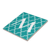 Aqua Moroccan Moods Quatrefoil met Initiaal Tegeltje (Zijkant)