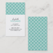 Aqua Moroccan Quatrefoil Pattern Visitekaartje (Voorkant / Achterkant)