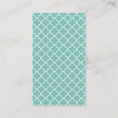 Aqua Moroccan Quatrefoil Pattern Visitekaartje (Achterkant)