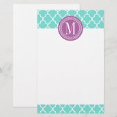 Aqua Moroccan Tiles Lattice Specialized Briefpapier (Voorkant / Achterkant)