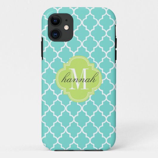 Aqua Moroccan Tiles Lattice Specialized Case-Mate iPhone Case (Achterkant)
