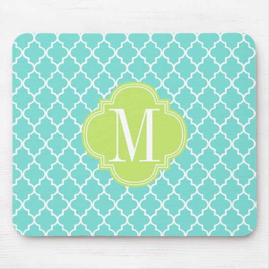 Aqua Moroccan Tiles Lattice Specialized Muismat (Voorkant)