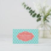 Aqua Moroccan Tiles Lattice Specialized Visitekaartje (Staand voorkant)