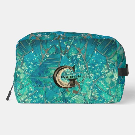 Aqua Mosaic LG Zippered_Bag Schildpadden Indigenos Toilettasje (Achterkant)
