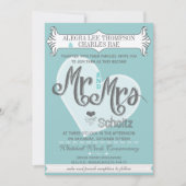 Aqua Mr en Mrs Typography Weddings Kaart (Voorkant)