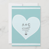 Aqua Mr en Mrs Typography Weddings Kaart (Achterkant)