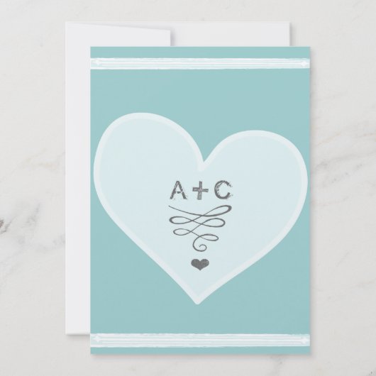 Aqua Mr en Mrs Typography Weddings Kaart (Achterkant)