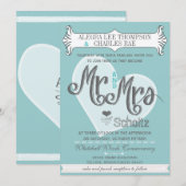 Aqua Mr en Mrs Typography Weddings Kaart (Voorkant / Achterkant)