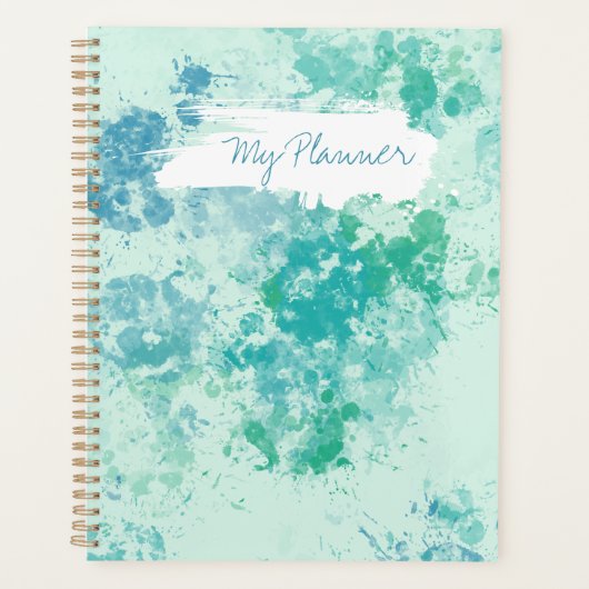 Aqua Multicolor Spat Design Spiraal Planner (Voorkant)