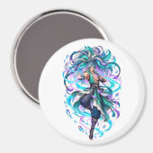 Aqua Mystieke Krijger Fantasy Magneet (Voorkant / Achterkant)