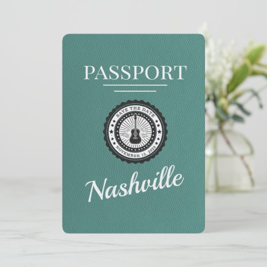 Aqua Nashville Passport Bewaar de datum Save The Date (Staand voorkant)