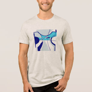 Aqua Navy Blauwgroen wervelende MCM geometrisch Ab Tri-Blend Shirt