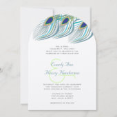 Aqua Navy Blue Peacock Art Deco Die Cut Kaart (Voorkant)