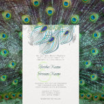 Aqua Navy Blue Peacock Art Deco Die Cut Kaart<br><div class="desc">Die Cut Art Deco Roaring 20's Peacock Wedding Invitations with Romantic Swirly Musical Notes,  Peacock Feathers and Monogram on Back. Geweldig voor de Gatsby,  Old Hollywood of Roaring 20s Wedding Theme Special and Unique Wedding Invitations zien meer  pauw-vogelproducten meer  vredeskoliekvogelproducten Peacock Wedding Invitations</div>