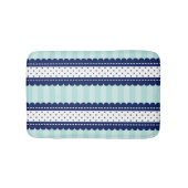 Aqua Navy Blue Stripes en Polka Dots Pattern Badmat (Voorkant)
