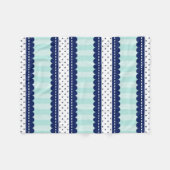 Aqua Navy Blue Stripes en Polka Dots Pattern Fleece Deken (Voorkant (Horizontaal))