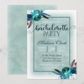 Aqua & Navy Blue vrijgezellenfeest uitnodiging (Voorkant / Achterkant)