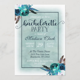 Aqua & Navy Blue vrijgezellenfeest uitnodiging