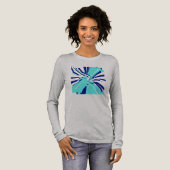 Aqua Navy Draaiend Abstract Bloemendek Retro Pop A Tri-Blend Shirt (Voorkant)