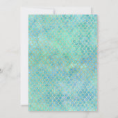 Aqua Navy Gold Mermaid Scales & Stipe Baby shower Kaart (Achterkant)